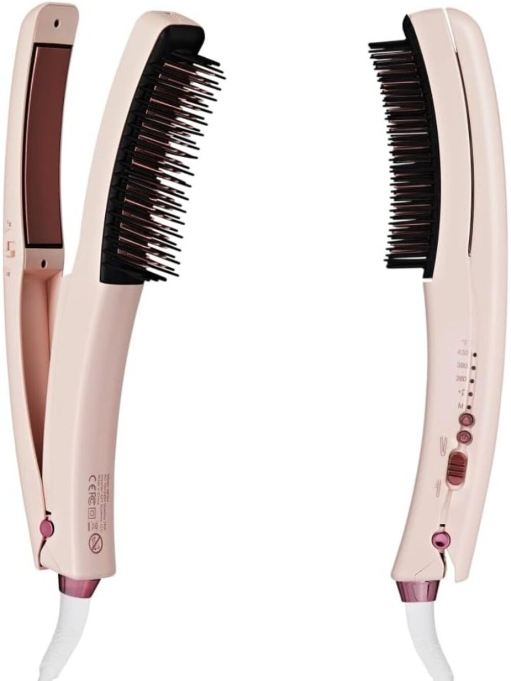 Flat Iron Hair Straightener Brush 2 in 1 Flat Iron Hot Comb with 3 Heat Settings